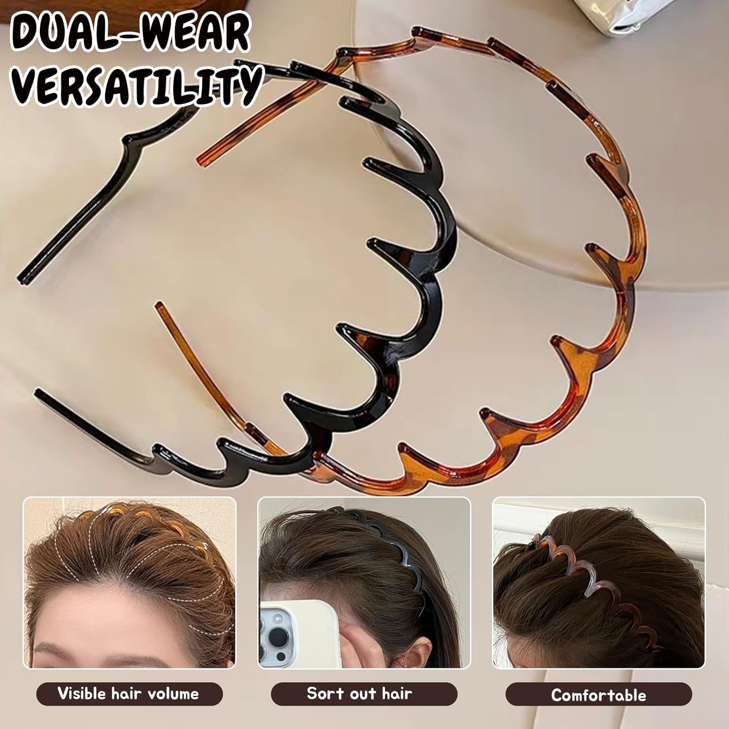 2025 Reversible Korean Headbands – 2PCS Zigzag Tooth