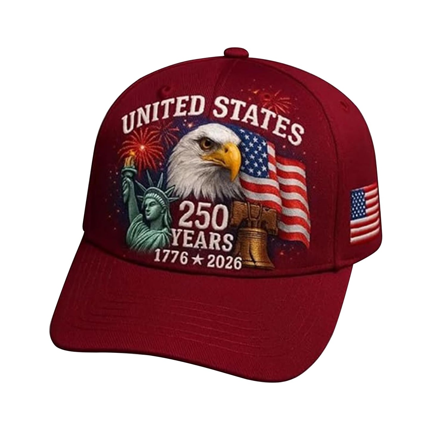 Eagle – United States 250th Anniversary Hat: Adjustable 250 Year American Anniversary Cap, USA Patriotic Caps