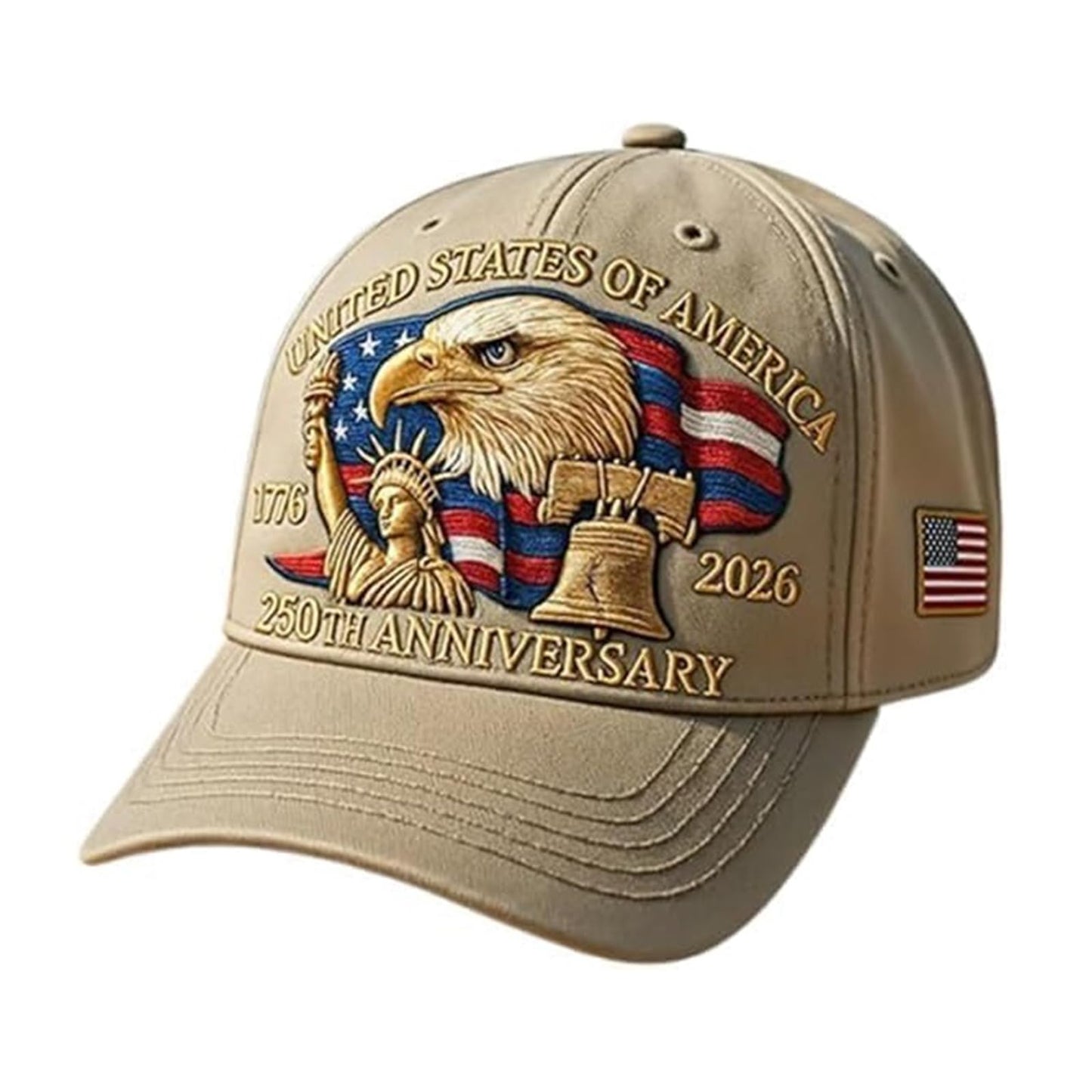 Eagle – United States 250th Anniversary Hat: Adjustable 250 Year American Anniversary Cap, USA Patriotic Caps