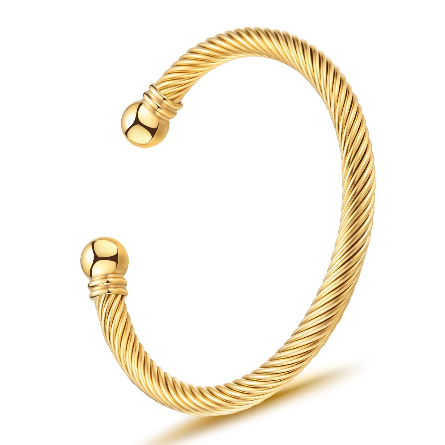 Stainless Steel Twisted Cable Wire Bracelets with Hook Clasp Stylish Roman Digital Bangle Bracelet for Women