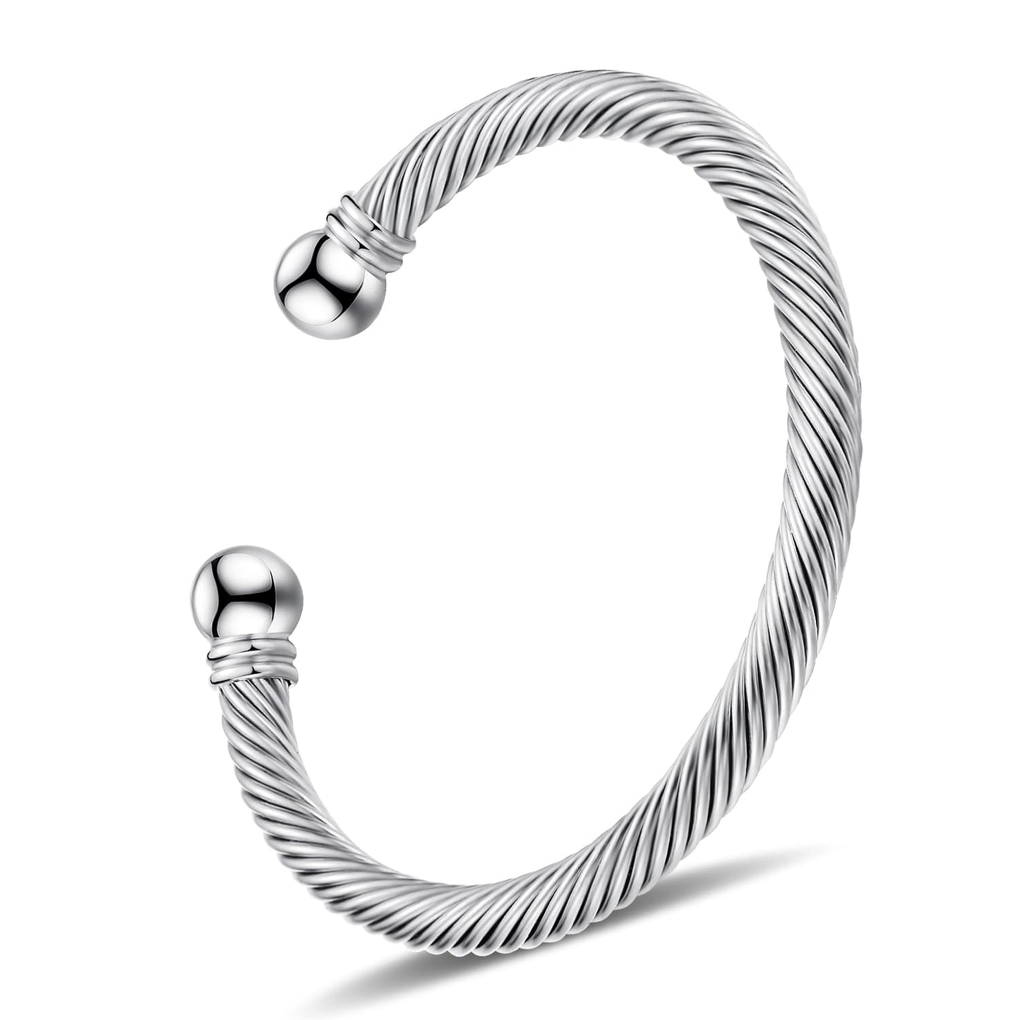 Stainless Steel Twisted Cable Wire Bracelets with Hook Clasp Stylish Roman Digital Bangle Bracelet for Women