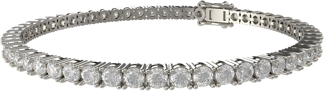 Handmade 3-12ct Lab-Grown Diamond Tennis Bracelet - 14K White/Yellow/Rose Gold & Platinum, 4-Prong, D-VS2/SI1, Free Engraving