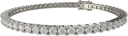 Handmade 3-12ct Lab-Grown Diamond Tennis Bracelet - 14K White/Yellow/Rose Gold & Platinum, 4-Prong, D-VS2/SI1, Free Engraving