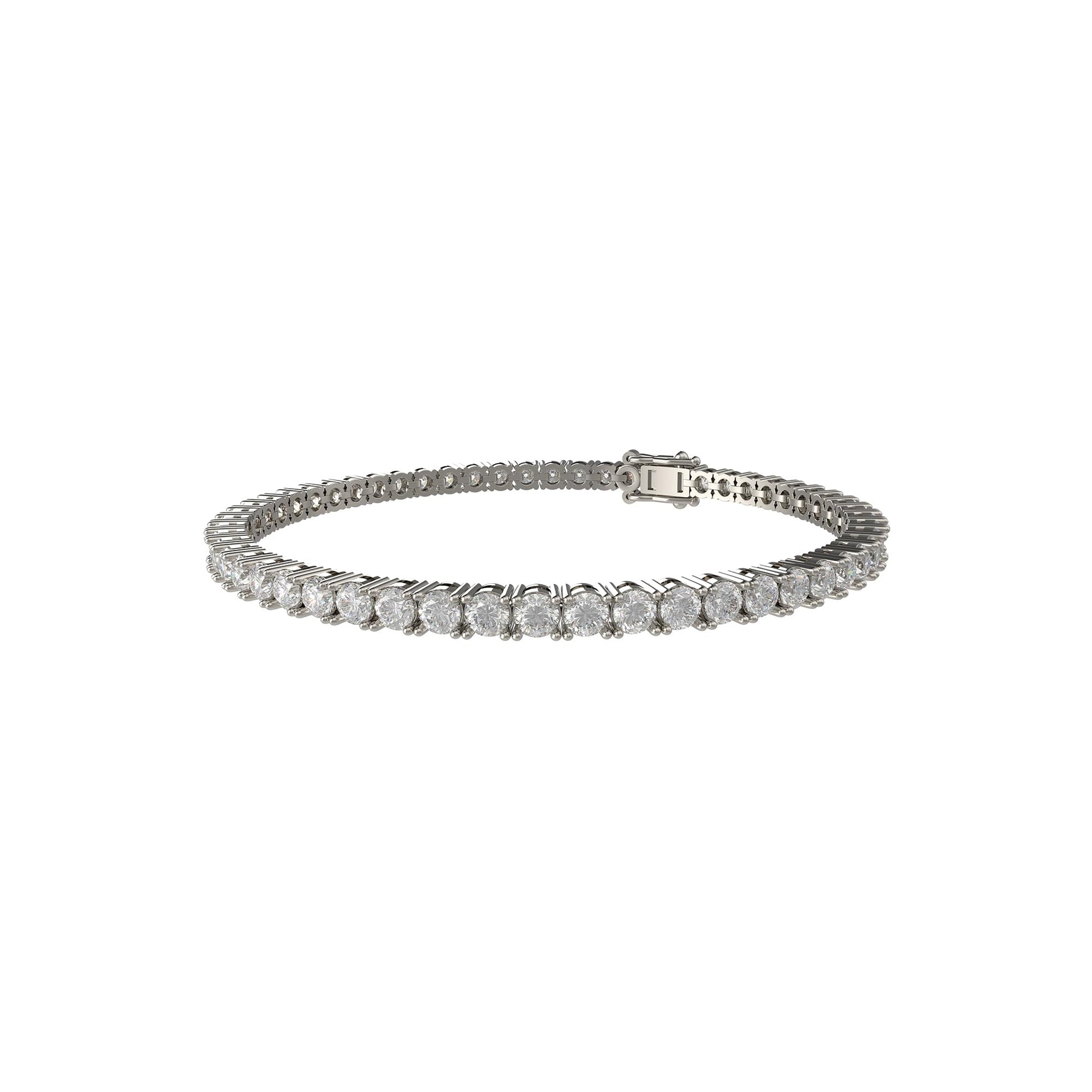Handmade 3-12ct Lab-Grown Diamond Tennis Bracelet - 14K White/Yellow/Rose Gold & Platinum, 4-Prong, D-VS2/SI1, Free Engraving