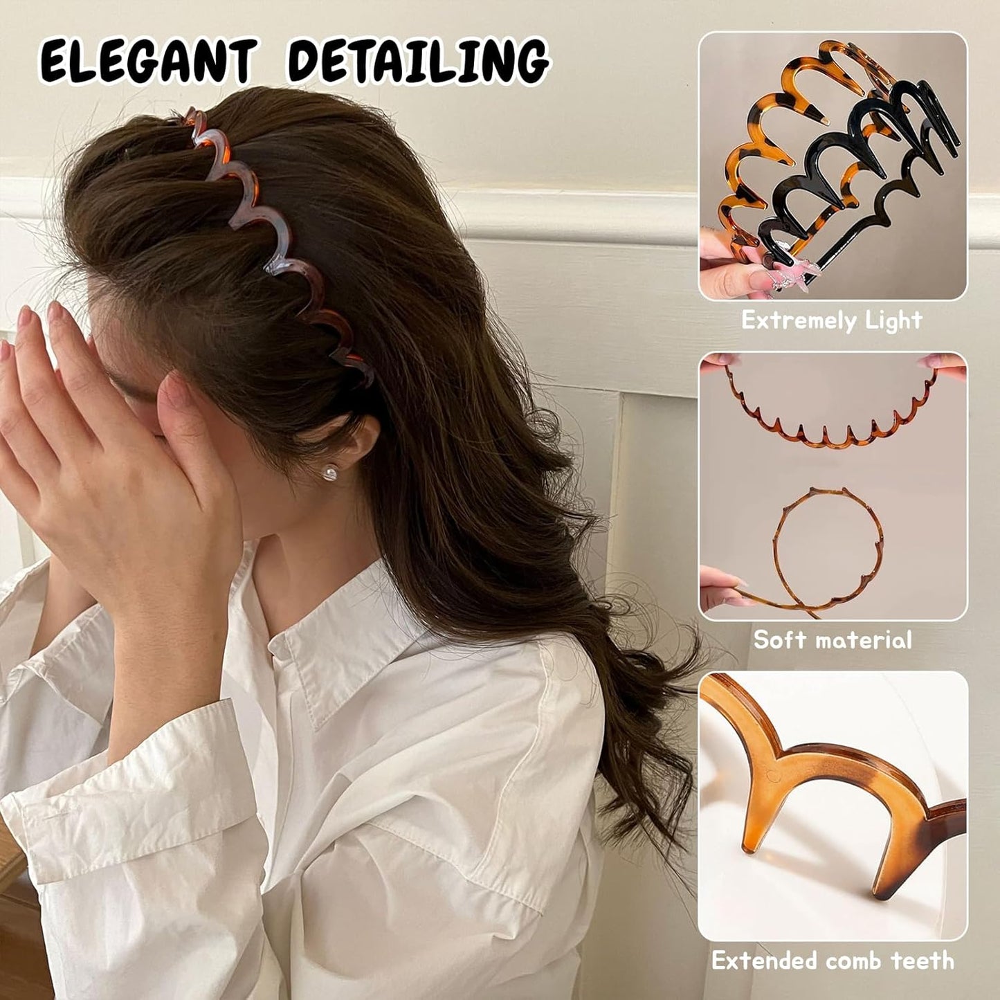 2025 Reversible Korean Headbands – 2PCS Zigzag Tooth