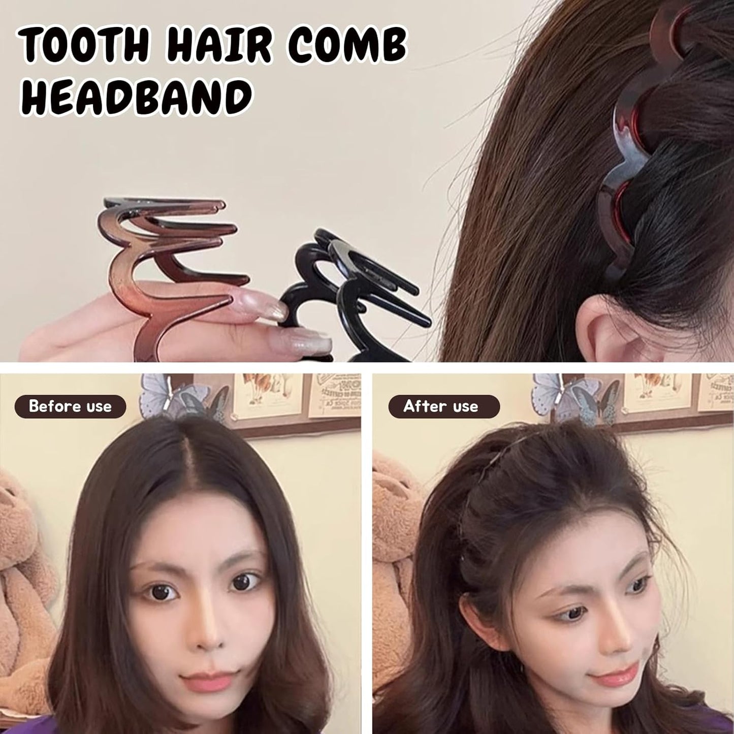 2025 Reversible Korean Headbands – 2PCS Zigzag Tooth
