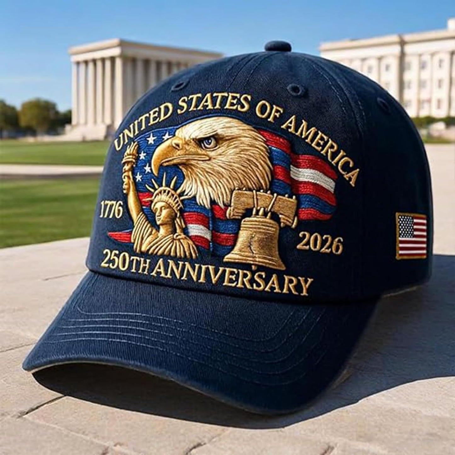 Eagle – United States 250th Anniversary Hat: Adjustable 250 Year American Anniversary Cap, USA Patriotic Caps