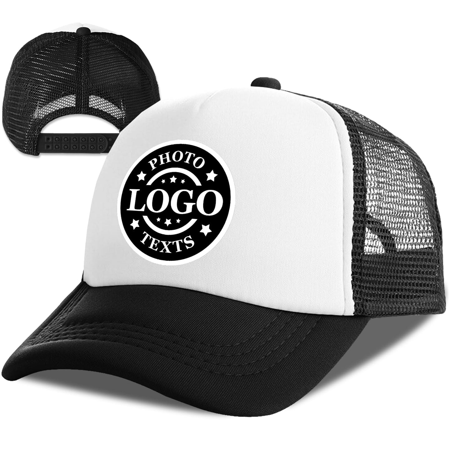 Bulk Custom Hat, Customized Adjustable Baseball Cap Design Your Own Unisex Trucker Hat with Photo Text