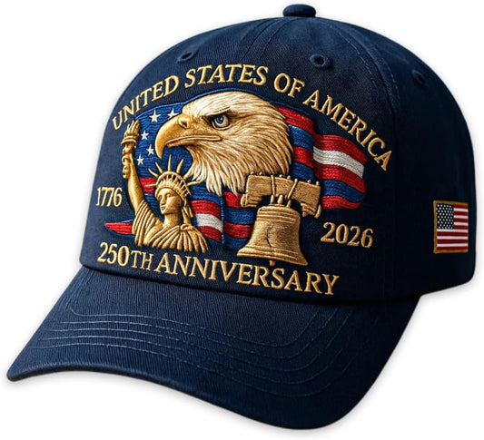 Eagle – United States 250th Anniversary Hat, Adjustable Bald Eagle Printed Patriotic Baseball Cap for Men Women Multi