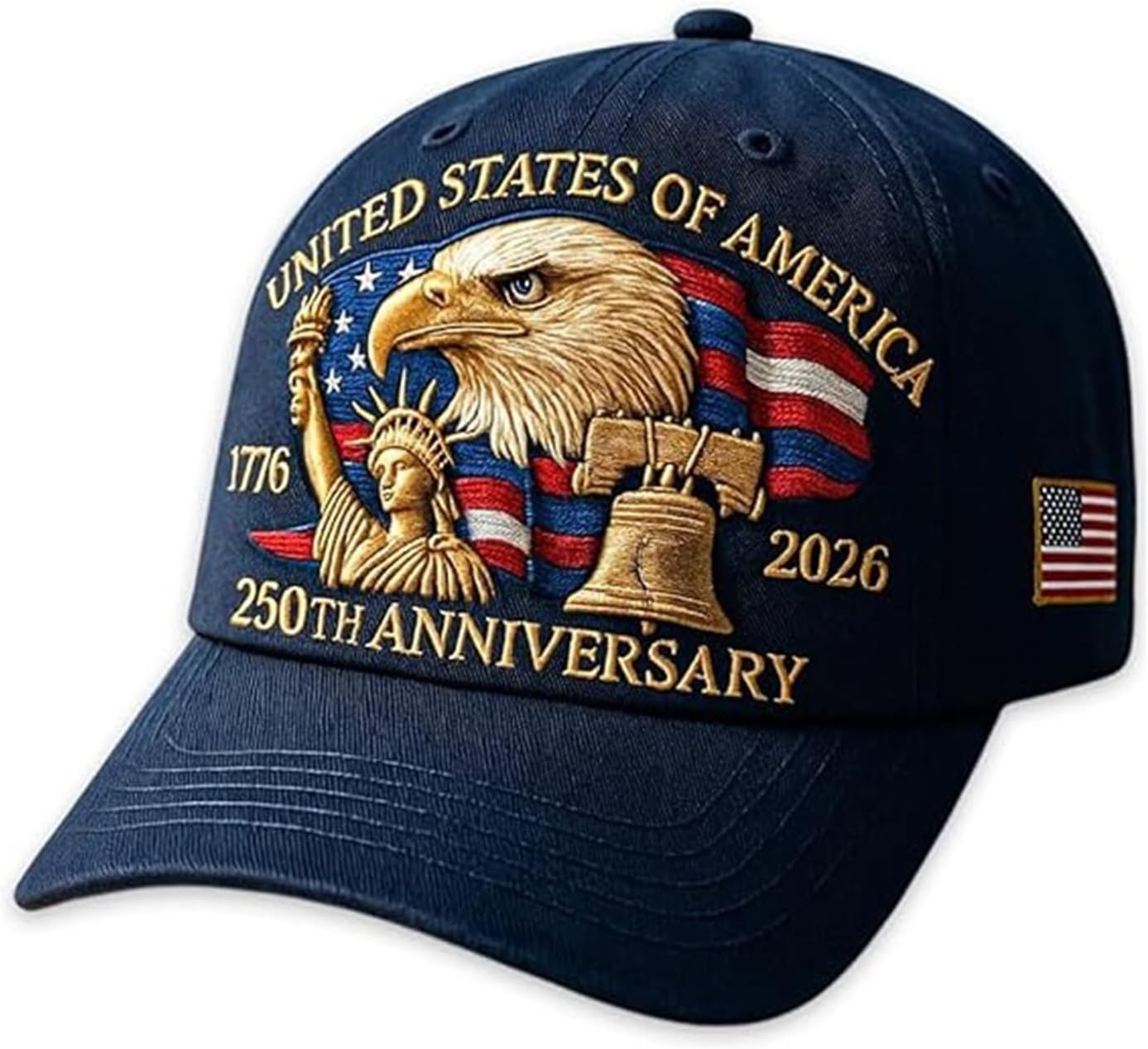 Eagle – United States 250th Anniversary Hat: Adjustable 250 Year American Anniversary Cap, USA Patriotic Caps