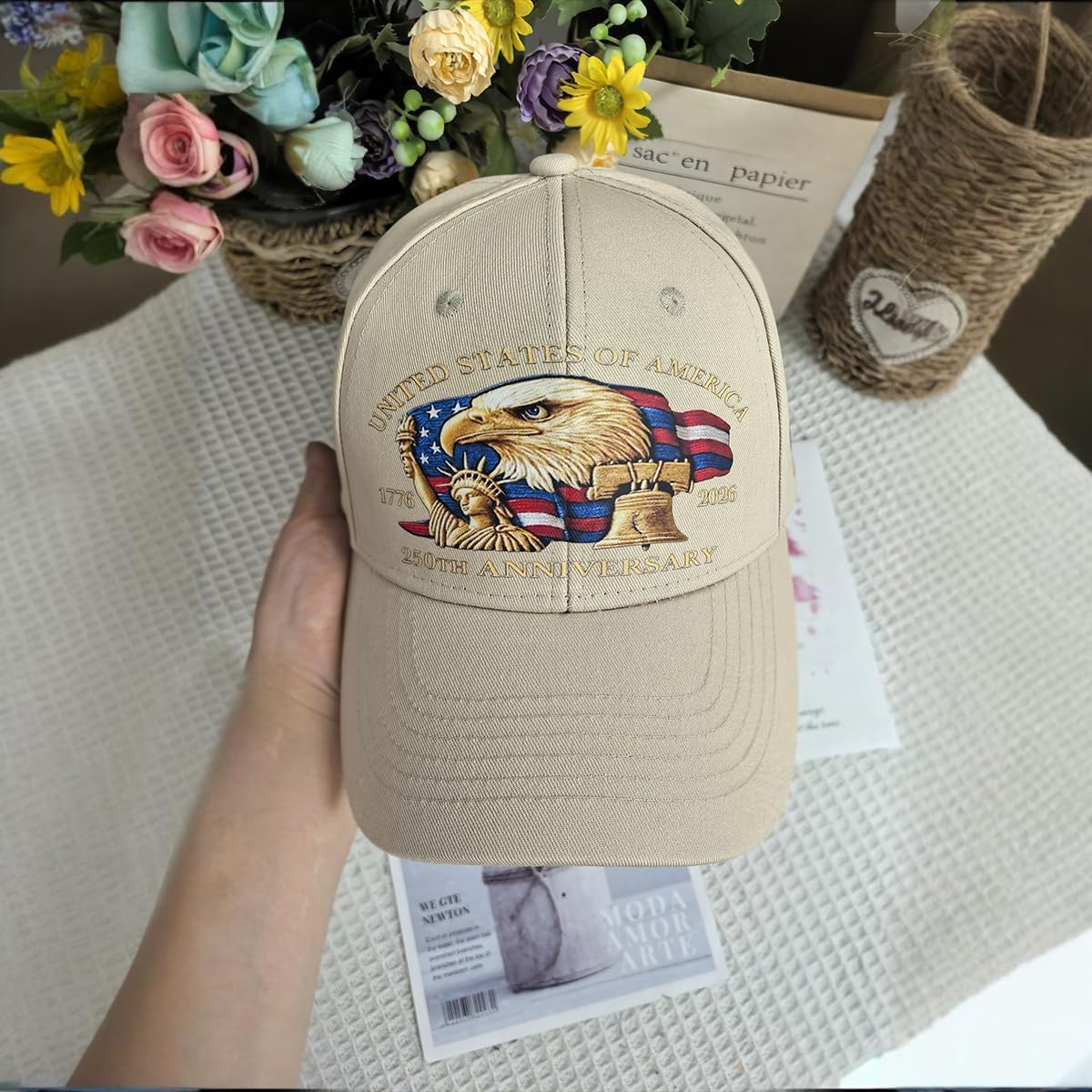 Eagle – United States 250th Anniversary Hat, Adjustable Bald Eagle Printed Patriotic Baseball Cap for Men Women Multi