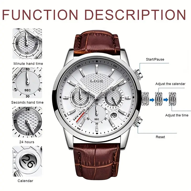 LIGE Men's Fashion Quartz Watch
